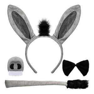 7989 Donkey Costume Set Donkey Ears Headband Donkey Tail Nose